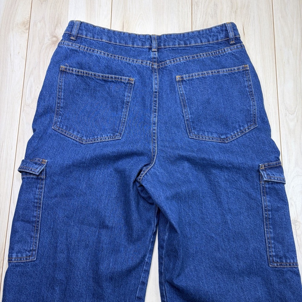 SÉZANE Baggy Denim Cargo Jeans Women's Size 46 34x33 Blue Pockets - Picture 12 of 14